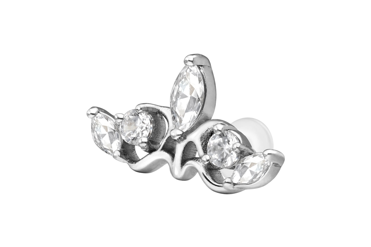 PTFE Labret Piercing mit Innengewinde + Titan-Aufsatz GOTISCHE KRONE